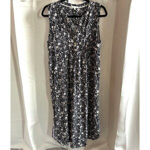 Kate‎ Sam Womens Dress Large Black Ditzy Floral Boho Maxi Pleated Cottage 17573